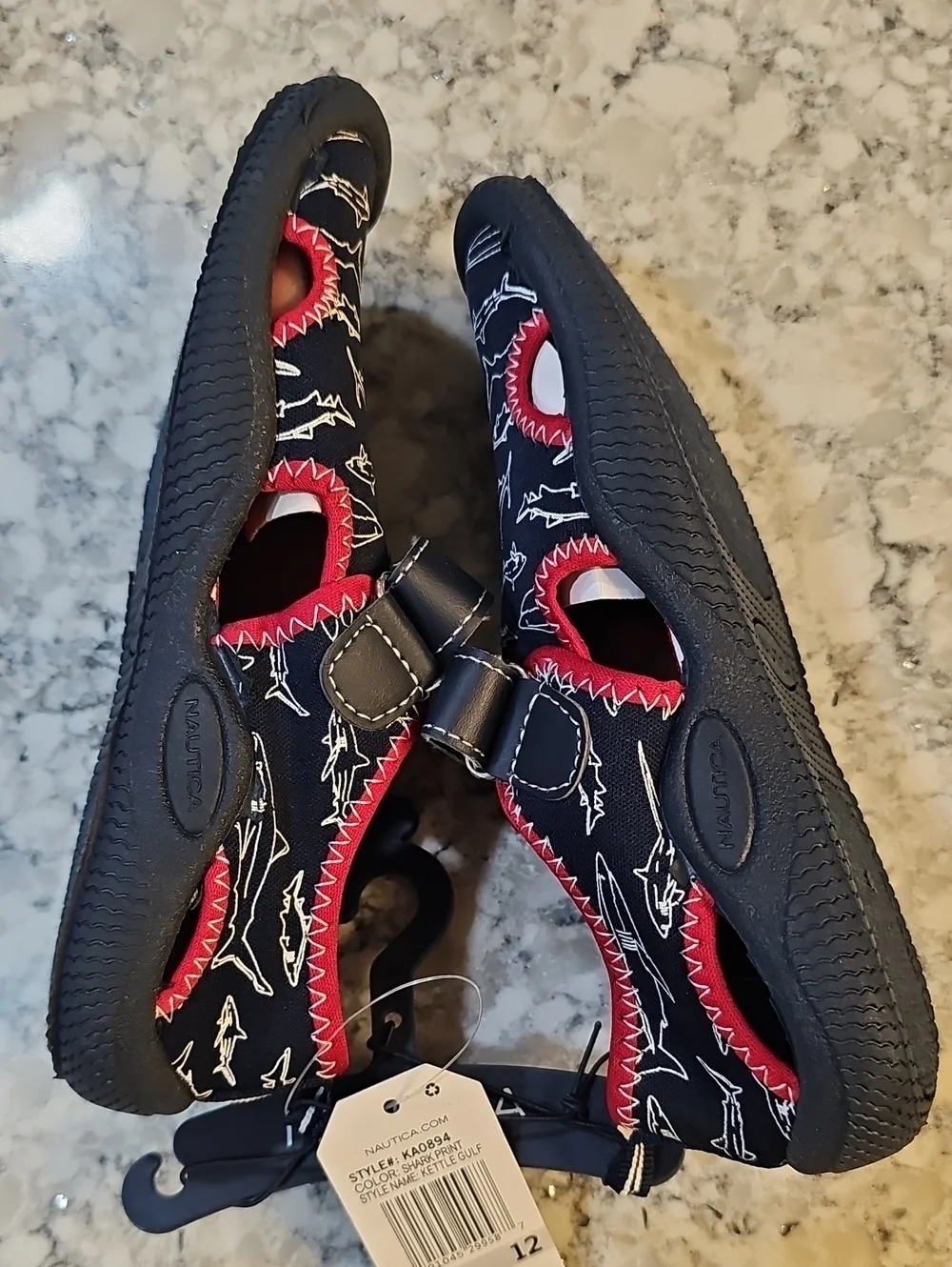 Nautica Blue Red Shark Water Beach Shoes, Size 12